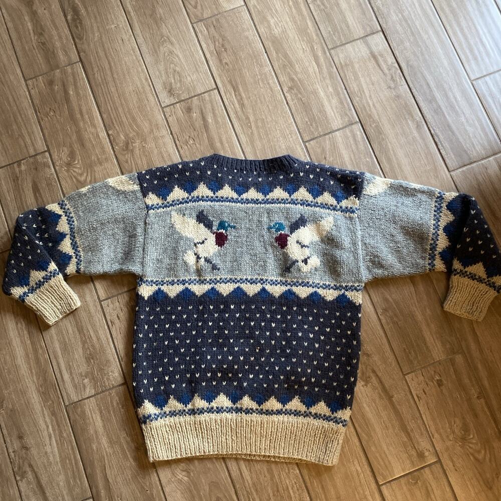 Woolrich Duck Mallard Graphic Knit Sweater Pullover 100% Wool Size Large - Picture 6 of 7